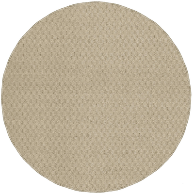 Garland Rug Town Square beige tan round non-slip area rug with textured pattern for living rooms, 5-foot diameter.