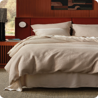 Bedsure twin cotton duvet cover in khaki with waffle weave texture, made from soft 100% cotton for cozy bedding.