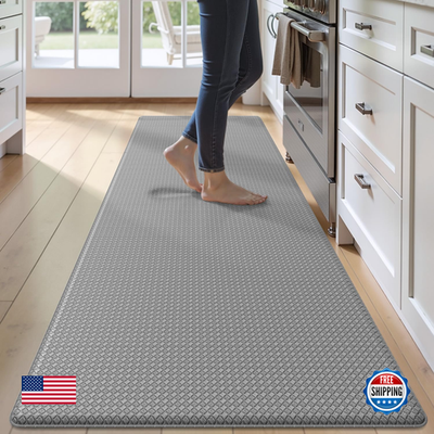 Long runner kitchen mat by Oakeep, cushioned anti-fatigue floor rug, 23x71 inches, with a textured, non-slip surface for comfort.