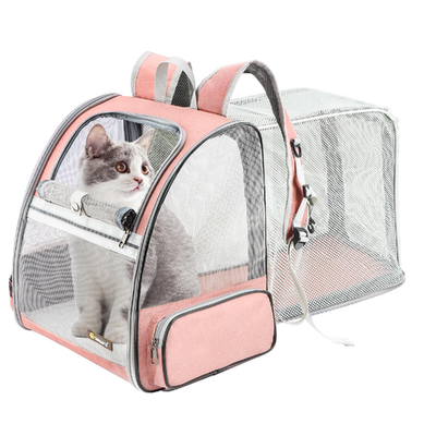 Texsens Traveler Bubble Backpack pink breathable pet carrier for small dogs and cats with PVC mesh material