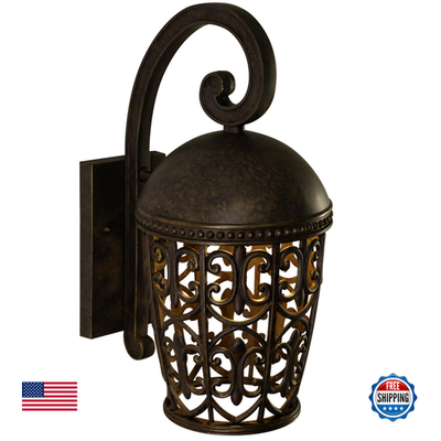 Outdoor wall light fixture by Designers Fountain Amherst, 17.75 inches tall, with classic exterior design and clear glass panels.