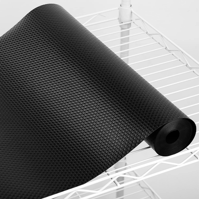 Janeart 14-inch black waterproof plastic wire shelf liner mat for pantry and garage storage, measuring 14x396 inches.