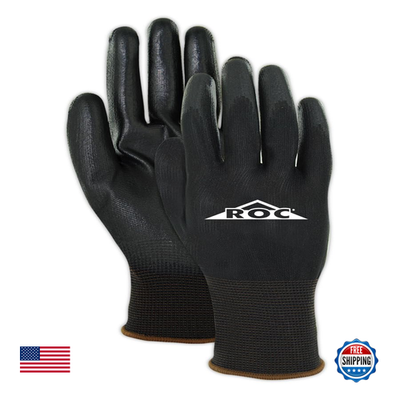 Magid Roc lightweight polyurethane palm coated work gloves, 12 pairs, for hand protection and grip during industrial tasks
