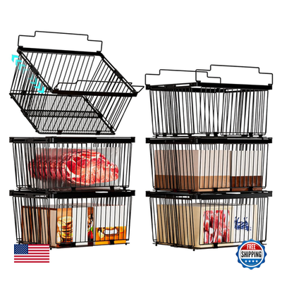 Anjuban large freezer organizer bins with leak-proof bottom, featuring netfit design for 5 to 9 cu ft freezers.
