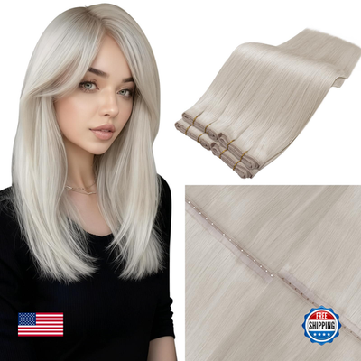 Blonde Laavoo weft butterfly hair extensions with double side butterfly design, natural-looking and suitable for adding length and volume