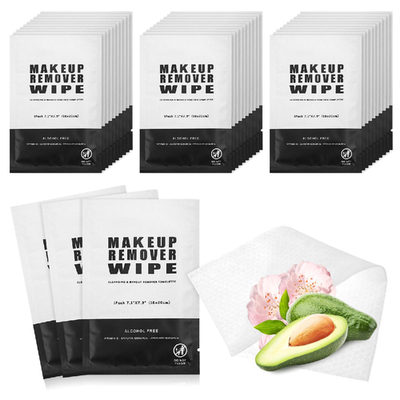 200x bulk individually wrapped black makeup remover wipes in compact travel packaging