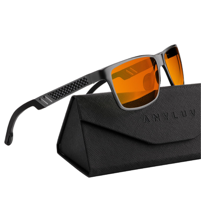 ANYLUV Gaming Glasses anti blue light rectangle Al-Mg metal frame in dark gunmetal color