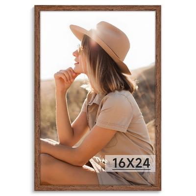 Light walnut 16x24 rustic woodgrain poster frame for photo and art display