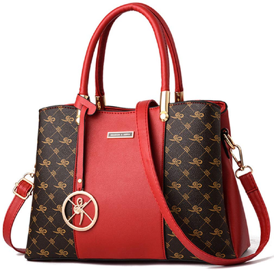 KURGOOL women's red leather shoulder bag with top handle and crossbody strap, durable PU leather handbag with multiple pockets for everyday use