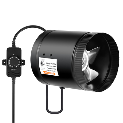 iPower 6-inch inline duct booster fan with speed control, 275 CFM exhaust for ventilation and air circulation.