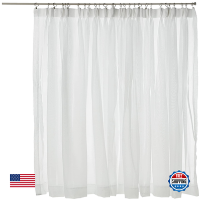 White Stylemaster Splendor Pinch Pleated Patio Panel 96x84 with elegant pleats, ideal for outdoor patio window decor.