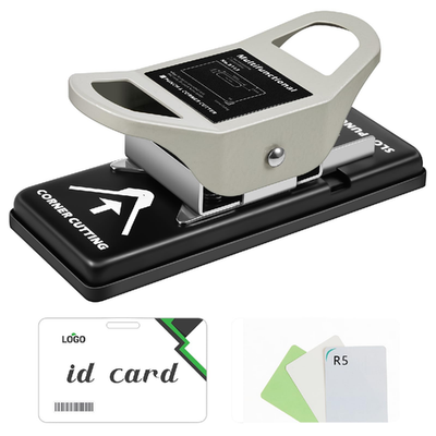Engrowtic 2-in-1 ID badge slot hole punch and R5 corner trimmer, handheld tool with 3x13mm punch and corner trimming features