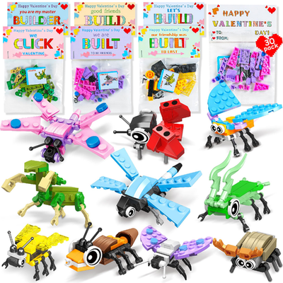 AYGXU 30 pcs Valentine insect building blocks educational toy set for kids ages 3+