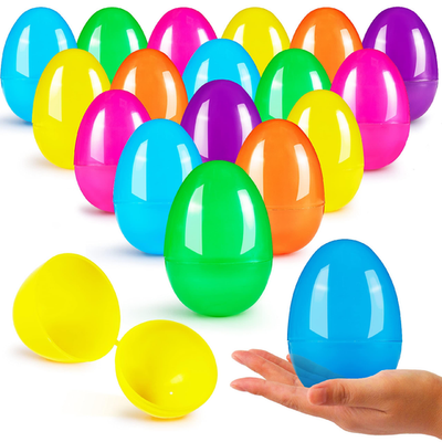 JOYIN 200PC colorful fillable plastic Easter eggs in six vibrant colors with hinges for easy assembly