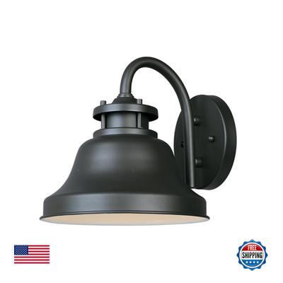 Outdoor wall lantern from Designers Fountain Bayport series, 8.5-inch exterior light fixture, unbranded outdoor wall sconce with classic design.