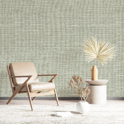 Simon&Siff Green Textured Grasscloth peel and stick wallpaper roll