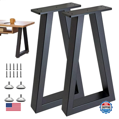 Black 24-inch metal table legs from Y-CFHFC with industrial design, suitable for DIY desks and furniture projects.