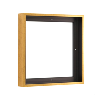 Pixy Canvas 14x14 inch floater frame for 1.5-inch deep canvas paintings, showcasing a wooden frame around a canvas artwork.