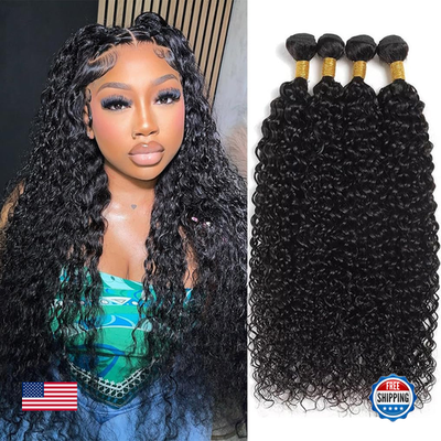 Menalue water wave bundles of human hair in 24, 26, 28, 30 inches, featuring natural Brazilian water wave texture.