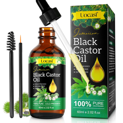 Jamaican Black Castor Oil 100% pure organic cold pressed in glass bottle by Uocasi