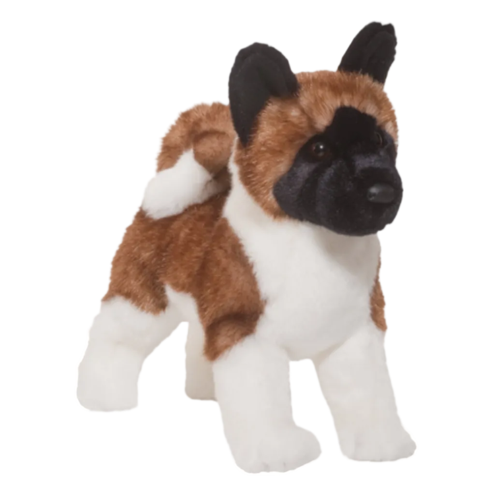 Douglas Kita Akita Dog plush stuffed animal with soft white and brown fur and black face mask