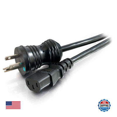 Black C2G 8-foot coiled hospital grade power cord with NEMA 5-15P to IEC 320 C13 connector, 16 AWG construction.