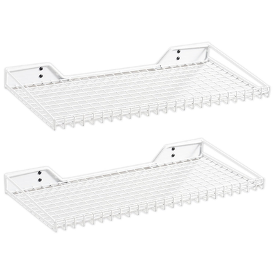 Wallmaster Heavy Duty white metal wall shelving 2-pack for garage storage