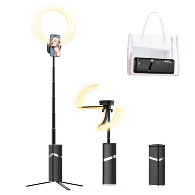 Yayusi portable ring light stand with 4000mAh battery, cordless design, 10-inch ring light, ideal for photography and videography.