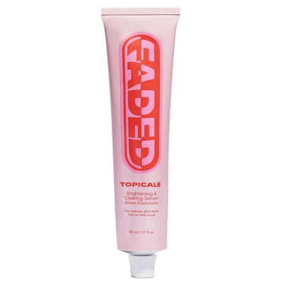 Unbranded Topicals Faded Brightening and Clearing Serum bottle with applicator for reducing skin discoloration.