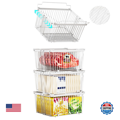 Anjuban large freezer organizer bins with leak-proof bottom, designed for 5 to 9 cu ft freezers for organized storage.