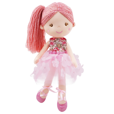 June Garden 18" ballerina plush doll Rosalie with pink hair and floral dress