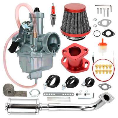 HIAORS VM22 silver carburetor kit with exhaust muffler and throttle cable for 212cc engines