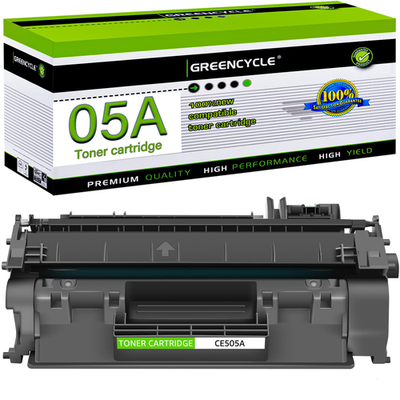 Greencycle HP 05A CE505A toner cartridge replacement for laser printers, shown in black toner with packaging.