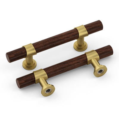 Homdiy 10pk gold wood grain stainless steel cabinet drawer pulls with 3-inch hole centers