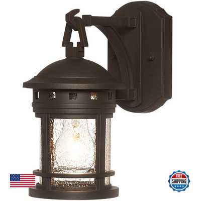 Sedona outdoor light fixture by Designers Fountain mounted on exterior wall, 10.75 inches, with modern exterior wall lighting design.