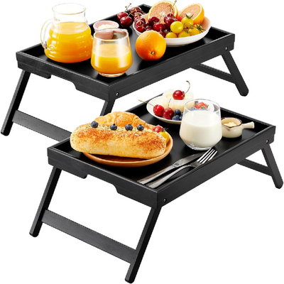 Pipishell Bamboo Bed Tray with foldable legs and handles for breakfast and laptop use