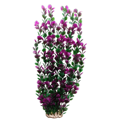 unootel Lantian Grass purple plastic aquarium plant with ceramic base for fish tank decor