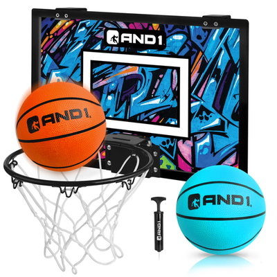 Unbranded And1 mini basketball hoop 18x12 inches, portable over-the-door design with flex rim, pre-assembled for easy setup