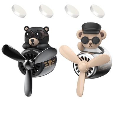 2x cute bear pilot propeller car air freshener diffuser clip for vent