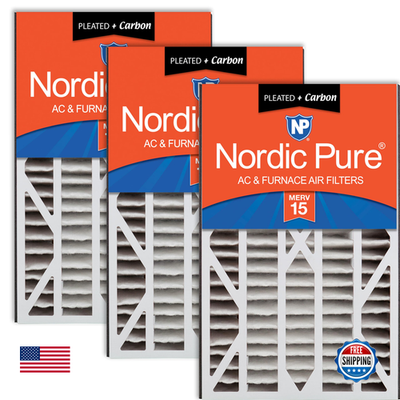 Unbranded Nordic Pure MERV 15 Plus carbon air filter, 16x25x3 inches with actual size 15 13/16 x 24 5/16 x 3 for HVAC systems
