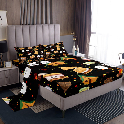 Feelyou King Size Marshmallow S'Mores Cookie Kids Bed Sheet Set with deep pockets and breathable microfiber material