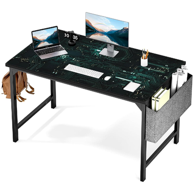 AQQA 48x24 inch extra large black green gaming mouse pad with non-slip rubber base and waterproof polyester surface