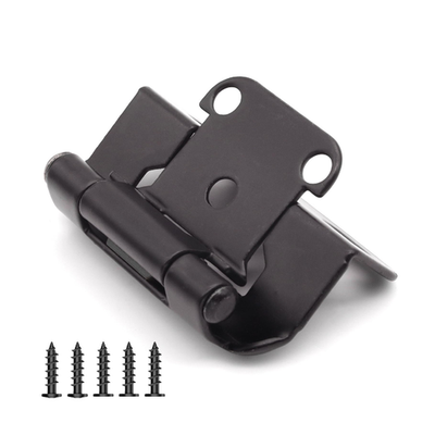 Black Funghwang 60-pack semi-wrap overlay hinges, 1/2 inch size, modern style, shown in a set ready for cabinet installation.
