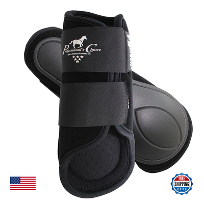 Professional's Choice Ventech Equine Splint Boot with hook and loop closure, providing support and protection for horse's legs.