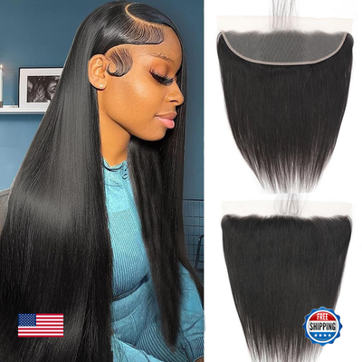 Autto 13x4 skinlike HD lace frontal closure featuring straight human hair, ear-to-ear, natural skin tone appearance.
