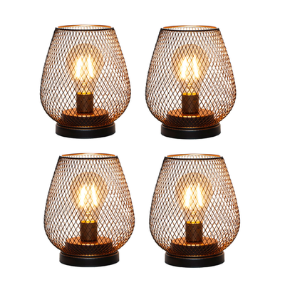 TRIROCKS 4-Pack bronze metal LED table lanterns with cordless battery operation and vintage design