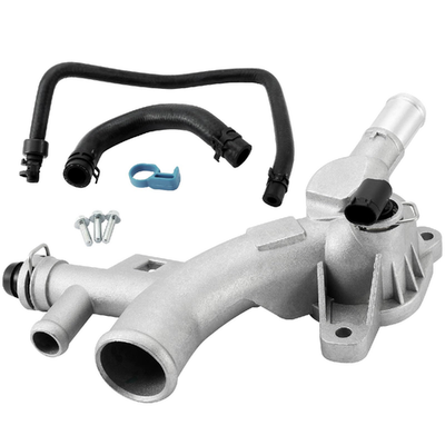 AULINK engine coolant thermostat housing and hose for Chevy/Buick 1.4L, showing metal and rubber components in the image.