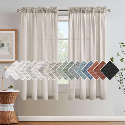 H.VERSAILTEX Linen semi sheer pale oak curtains with rod pocket, energy efficient, 52x54 inches, modern style
