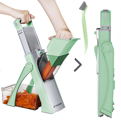 ZTQCSQ All-in-1 upgraded mandoline slicer with adjustable blades and safety features for efficient kitchen slicing.