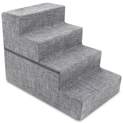 Gray foam pet supplies dog stairs with non-slip fabric cover for small dogs and cats